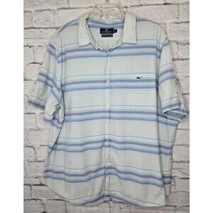 Men's Vineyard Vines slim fit tucker striped cotton button up shirt XXL.